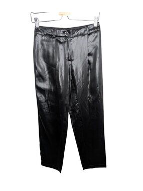 Blumarine Black Satin Relaxed Cropped Dress Pants Womens Size 40 IT 4 US